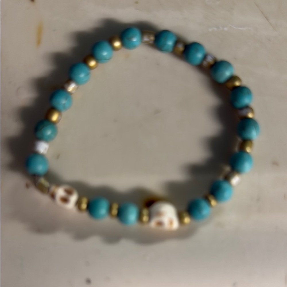 Vibrant Blue and Gold Beaded Bracelet